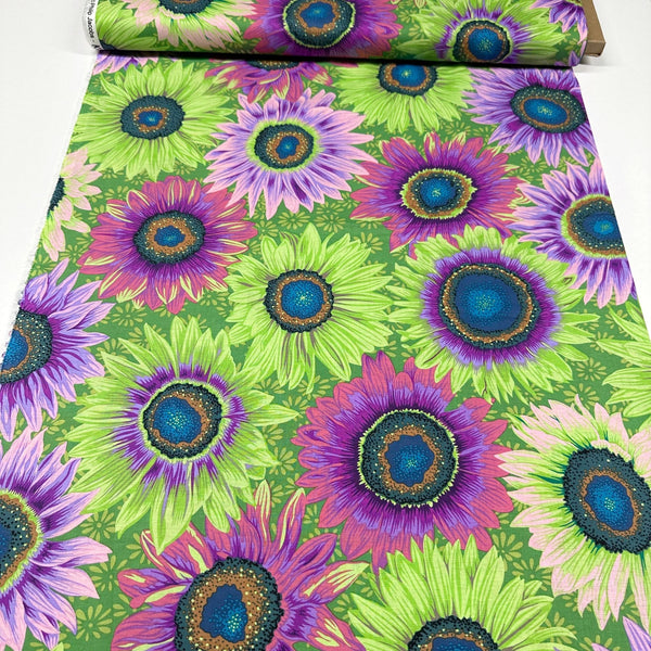 Van Gogh Sunflowers green Kaffe Fassett Philip Jacobs Cotton Fabric, Free Spirit