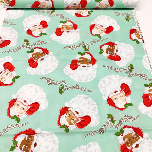 Alexander Henry Santa Around the World Cotton Fabric Mint