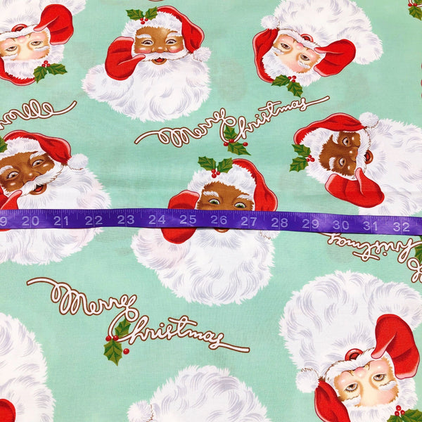 Alexander Henry Santa Around the World Cotton Fabric Mint