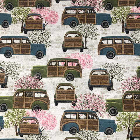 3 Wishes Touch of Spring Wagoneer in White by Beth Albert Cotton Fabric