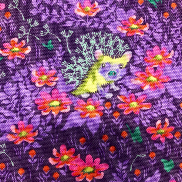 Tiny Beasts Whos Your Dandy Glimmer Hedgehog Tula Pink for Free Spirit Cotton Fabric