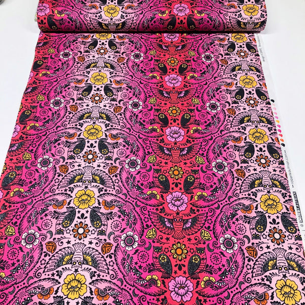 Wishwell Boodacious CANDY PINK Robert Kaufman Cotton Fabric  Vanessa Lillrose & Linda Fitch