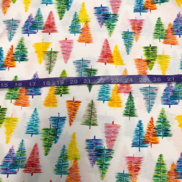 Robert Kaufman Colorful Tossed Christmas Trees Cotton Fabric