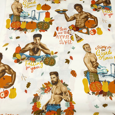 Alexander Henry Falling For You Thanksgiving Pin Up Sexy Men Cotton Fabric