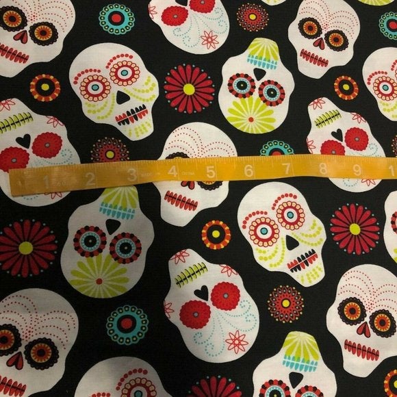 Floating Sugar Skulls Cotton Fabric By Timeless Treasures