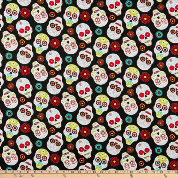 Floating Sugar Skulls Cotton Fabric By Timeless Treasures