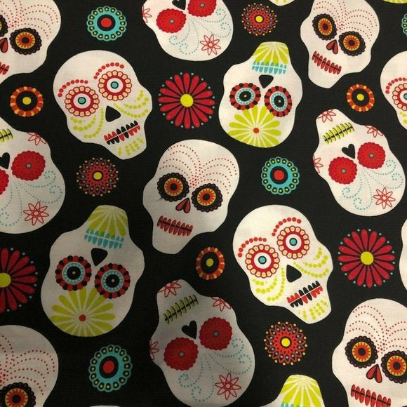 Floating Sugar Skulls Cotton Fabric By Timeless Treasures