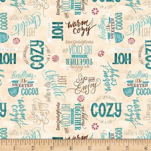 Cuppa Cocoa Word Toss Cotton Fabric