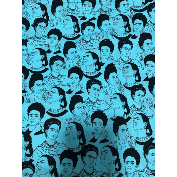 Robert Kaufman Frida Kahlo Faces Aqua Cotton Fabric