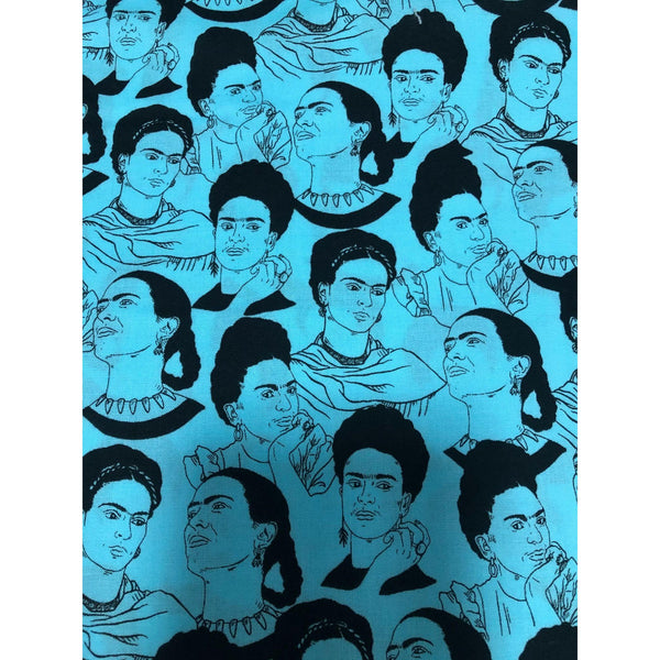 Robert Kaufman Frida Kahlo Faces Aqua Cotton Fabric