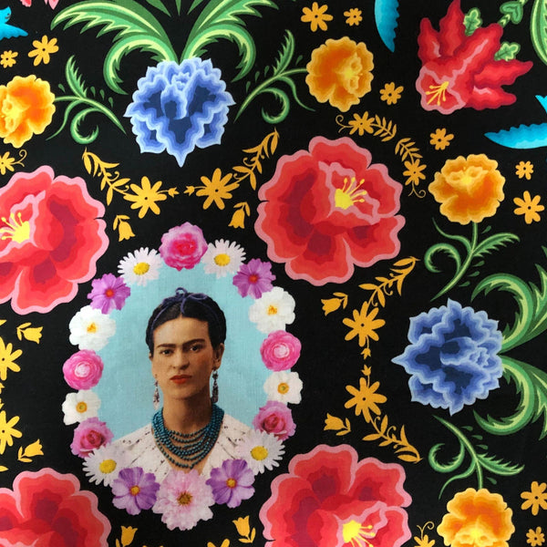 Robert Kaufman Frida Kahlo Portraits Floral Cotton Fabric