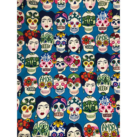Alexander Henry Gotas De Amor Frida Kahlo Sugar Skulls Cotton Fabric
