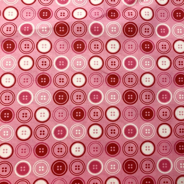 Paintbrush Studio Sewing Mood Large Buttons Pink Cotton Fabric