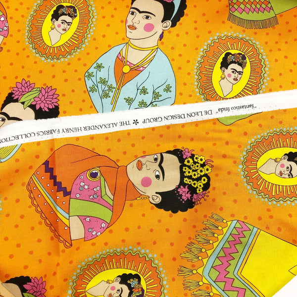 Alexander Henry Fantastico Frida! Kahlo Orange Cotton Fabric