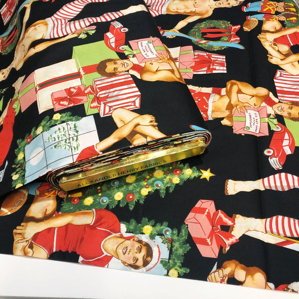 Alexander Henry All I Want For Christmas Pin Up Men Cotton Fabric