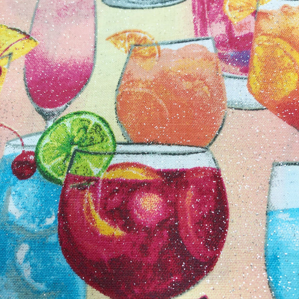 3 Wishes Mixology Mixed Drinks Glitter Multi Cotton Fabric