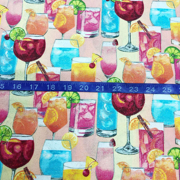 3 Wishes Mixology Mixed Drinks Glitter Multi Cotton Fabric