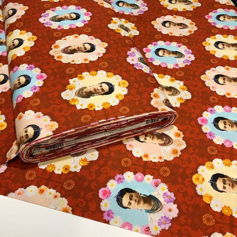Robert Kaufman Frida Kahlo Faces Floral Portraits Cotton Fabric