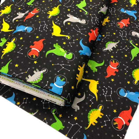 Robert Kaufman Dino-Soar Dinosaur Astronauts in Space Cotton Fabric